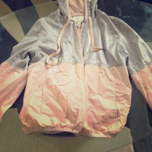 This is a pink puff coat .